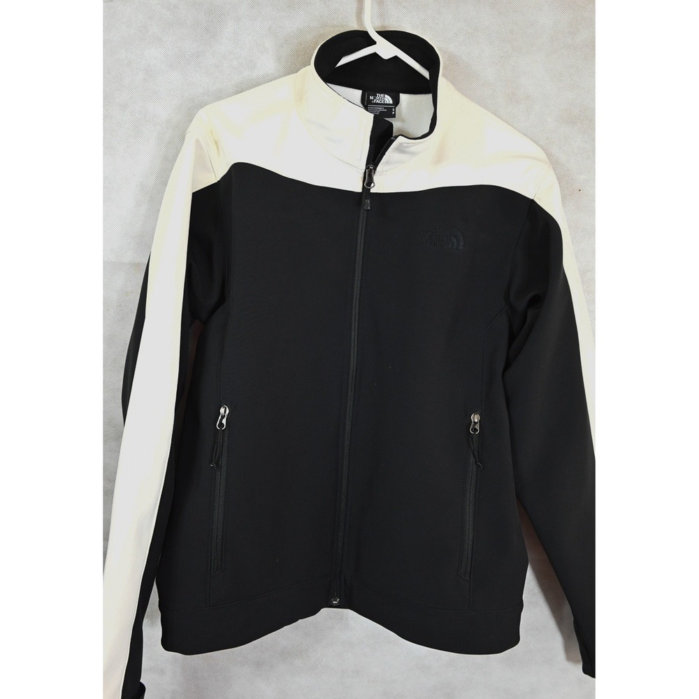 The North Face Mens T183 Softshell Jacket Black Cream Colorblock Full Zip Small